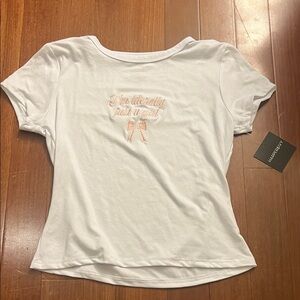 NWT Baby Tee White Tee with Pink Graphic
